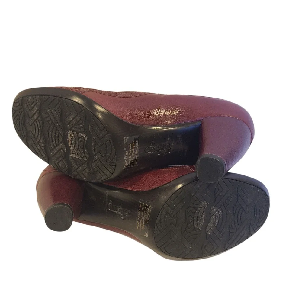 Indigo by Clarks Women's Retro‎ Heels Size 8.5 Burgundy Leather Rockabilly Swing